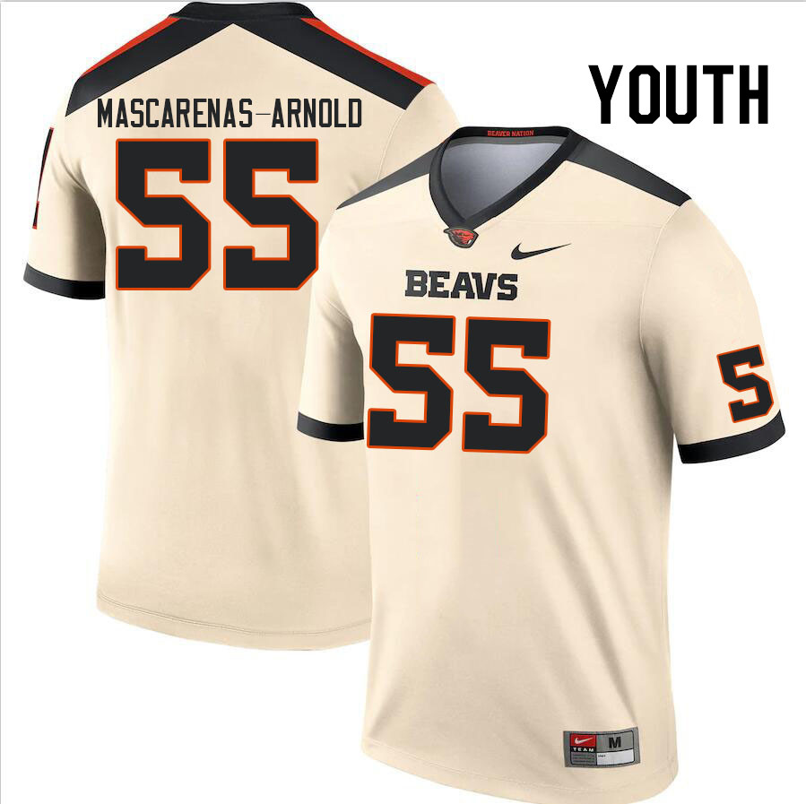 Youth #55 Easton Mascarenas-Arnold Oregon State Beavers College Football Jerseys Stitched Sale-Cream - Click Image to Close